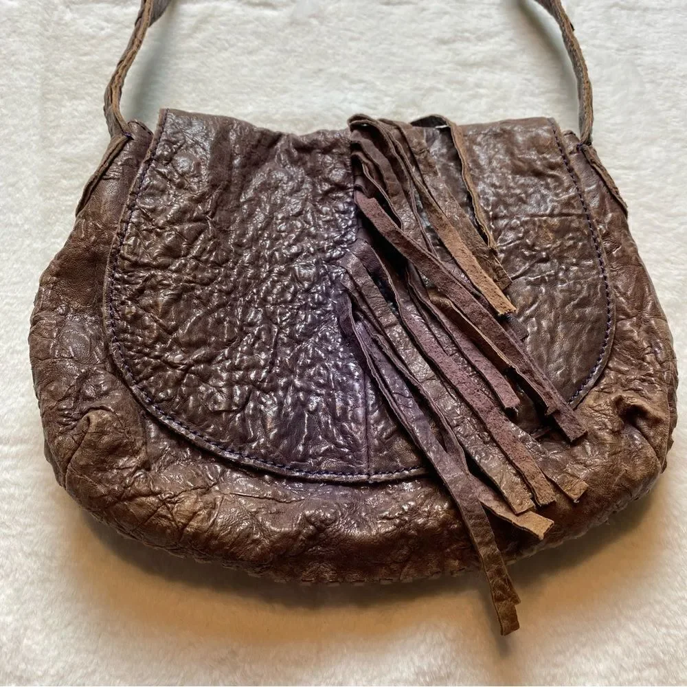 Camila Alcestis MUXO Leather Fringe Front Boho Saddle Bag Style Purse